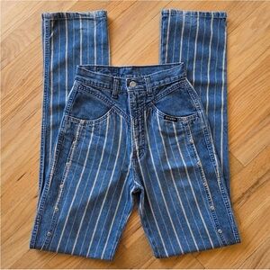 Vintage Rockies Striped Blue Jeans Straight Leg 23/00 Rocky Mountain 80s 90s